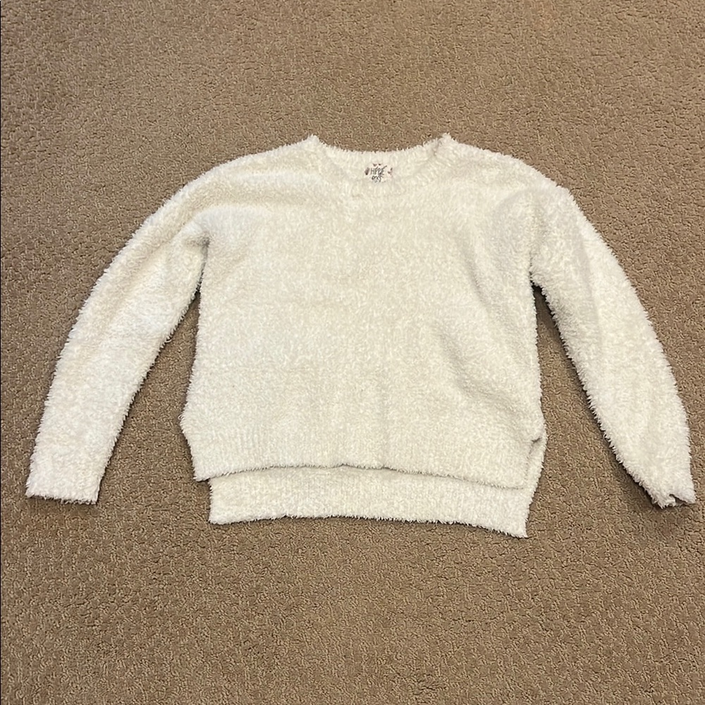 Hippie Rose White Cropped Sweatshirt